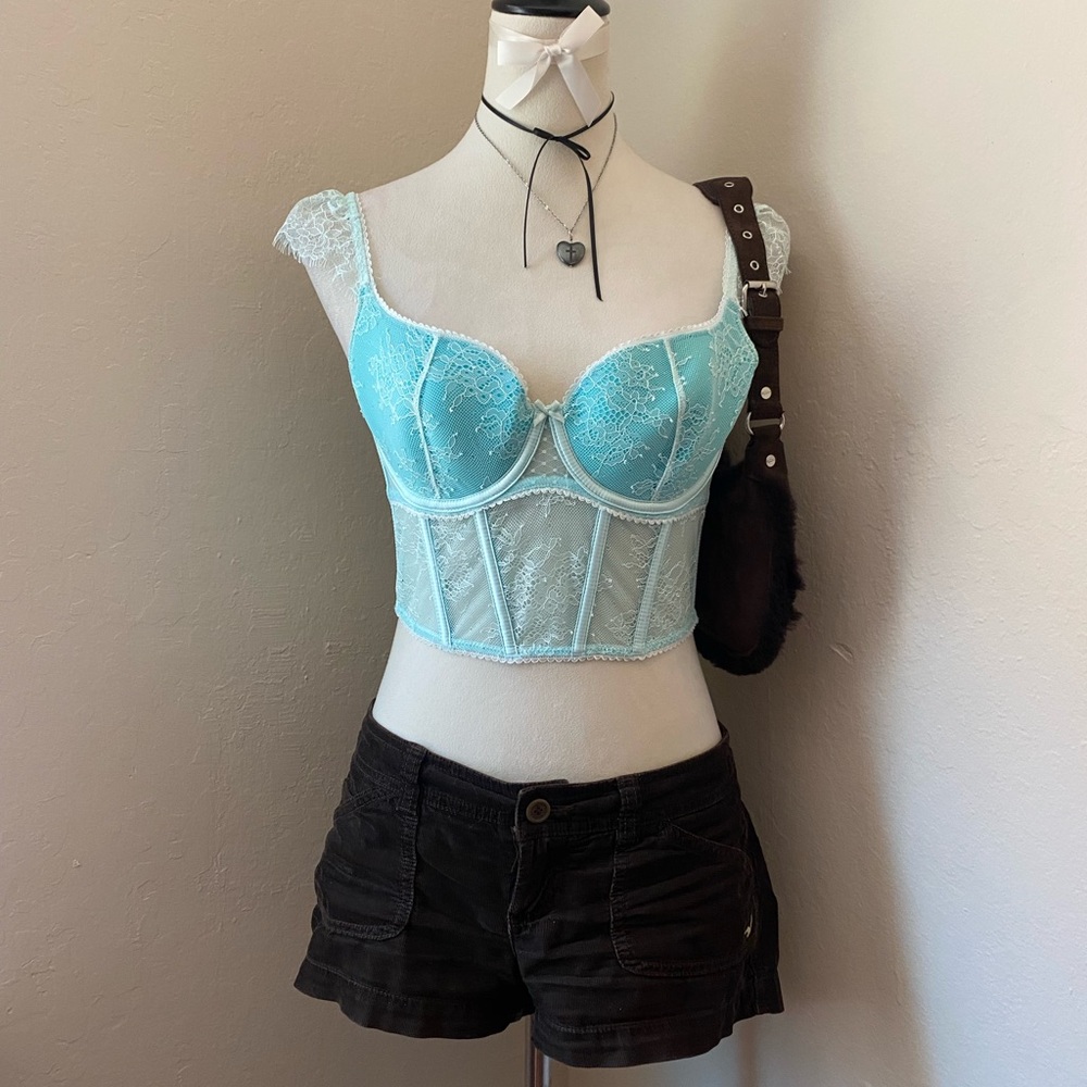 Victoria's Secret Light Blue Lace Bustier Top
